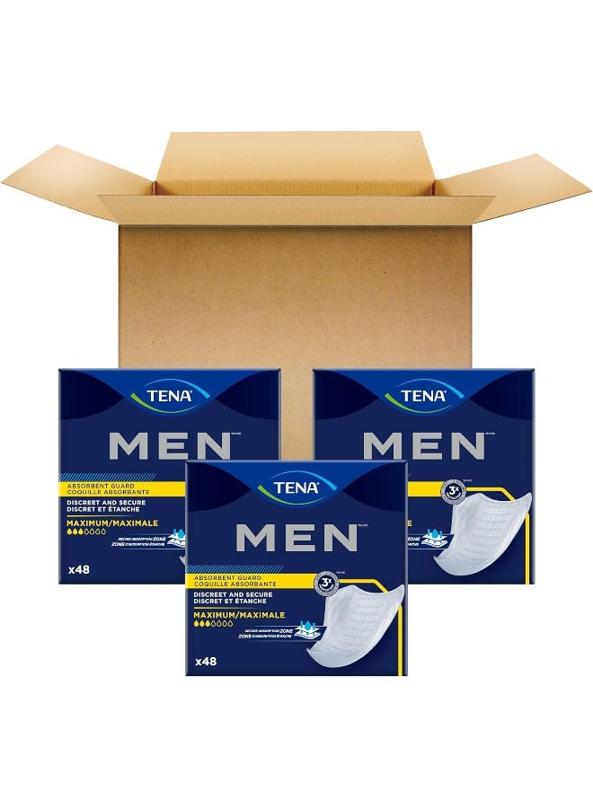 Incontinence Guards For Men, Moderate Absorbency 48 Count (Pack Of 3), Total 144 Count