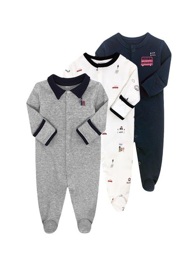 Cotton Newborn Bodysuit Baby Clothes Three-piece Set