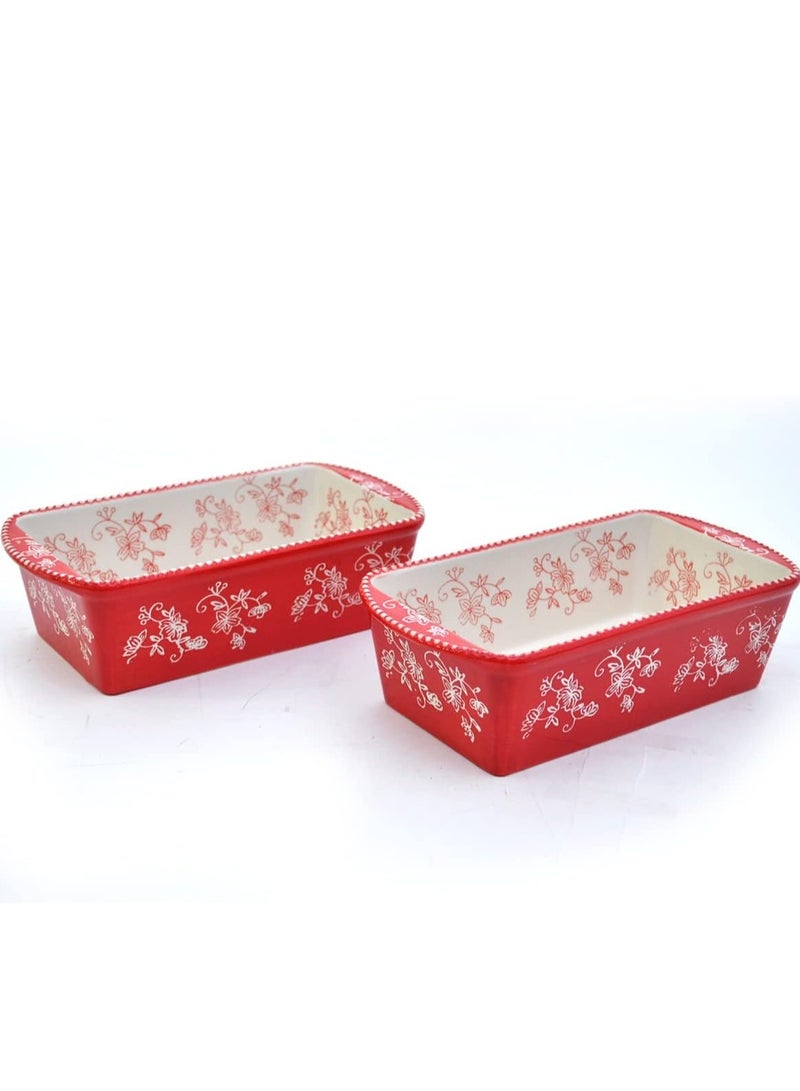 temp-tations® Floral Lace Loaf Pans in Baskets - 4 Piece - Red