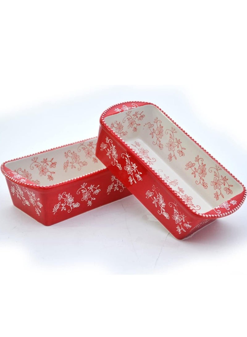 temp-tations® Floral Lace Loaf Pans in Baskets - 4 Piece - Red