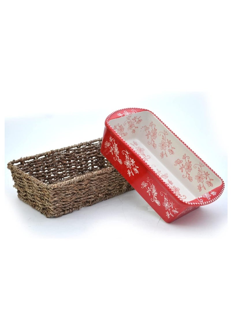 temp-tations® Floral Lace Loaf Pans in Baskets - 4 Piece - Red