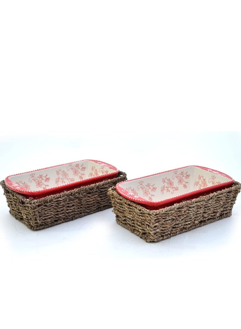 temp-tations® Floral Lace Loaf Pans in Baskets - 4 Piece - Red