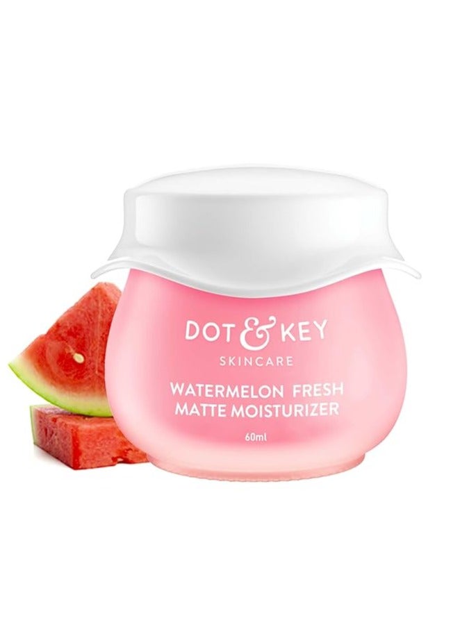 Watermelon Superglow Matte Oil Free Moisturizer For Face With Watermelon Extracts | Lightweight Gel, Controls Excess Oil, Hydrates & Plumps Skin, With Glycolic Acid For Oily Skin | 60Ml