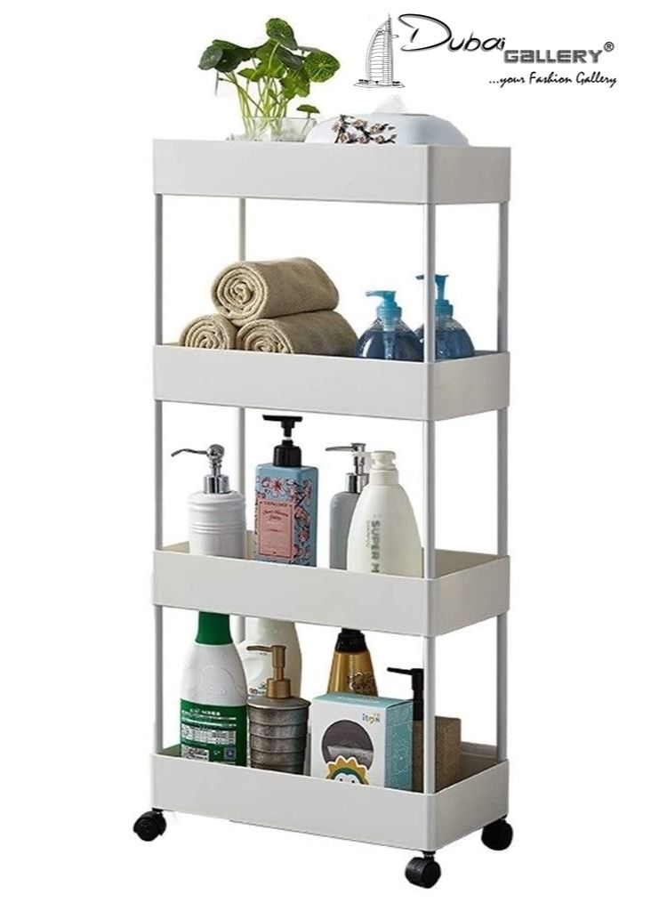 Kitchen Storage Shelf Refrigerator Side Shelf 4 Layer Removable With Wheels Bathroom Organizer Shelf Gap Holder Bathroom Accessorie