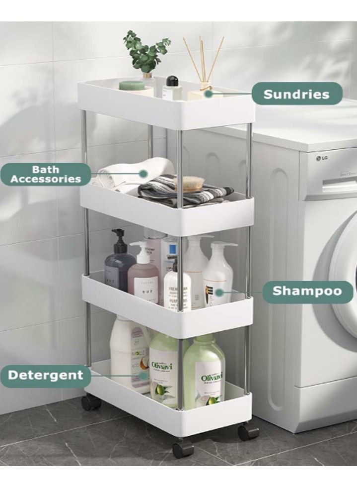 Kitchen Storage Shelf Refrigerator Side Shelf 4 Layer Removable With Wheels Bathroom Organizer Shelf Gap Holder Bathroom Accessorie