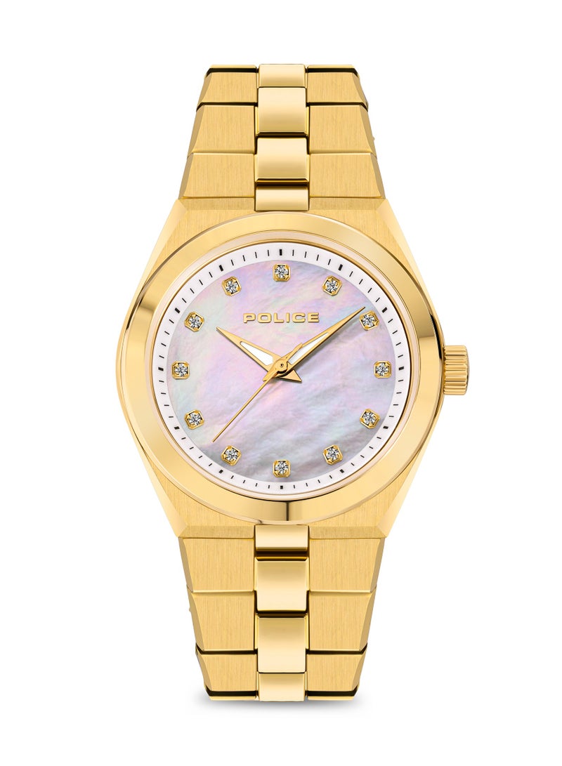 Women's Vogue White Mother-of-Pearl Dial With Yellow Gold Plated Plated Stainless Steel Bracelet Watch