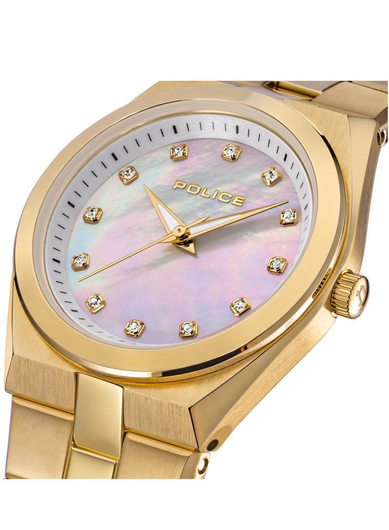 Women's Vogue White Mother-of-Pearl Dial With Yellow Gold Plated Plated Stainless Steel Bracelet Watch