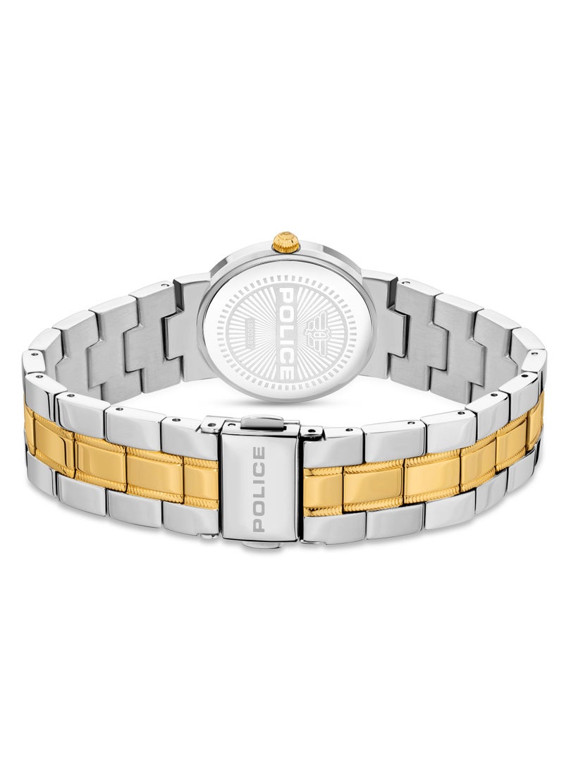 Women's MEA-L03 White Mother-of-Pearl Dial With Silver & Yellow Gold Plated Plated Stainless Steel Bracelet Watch