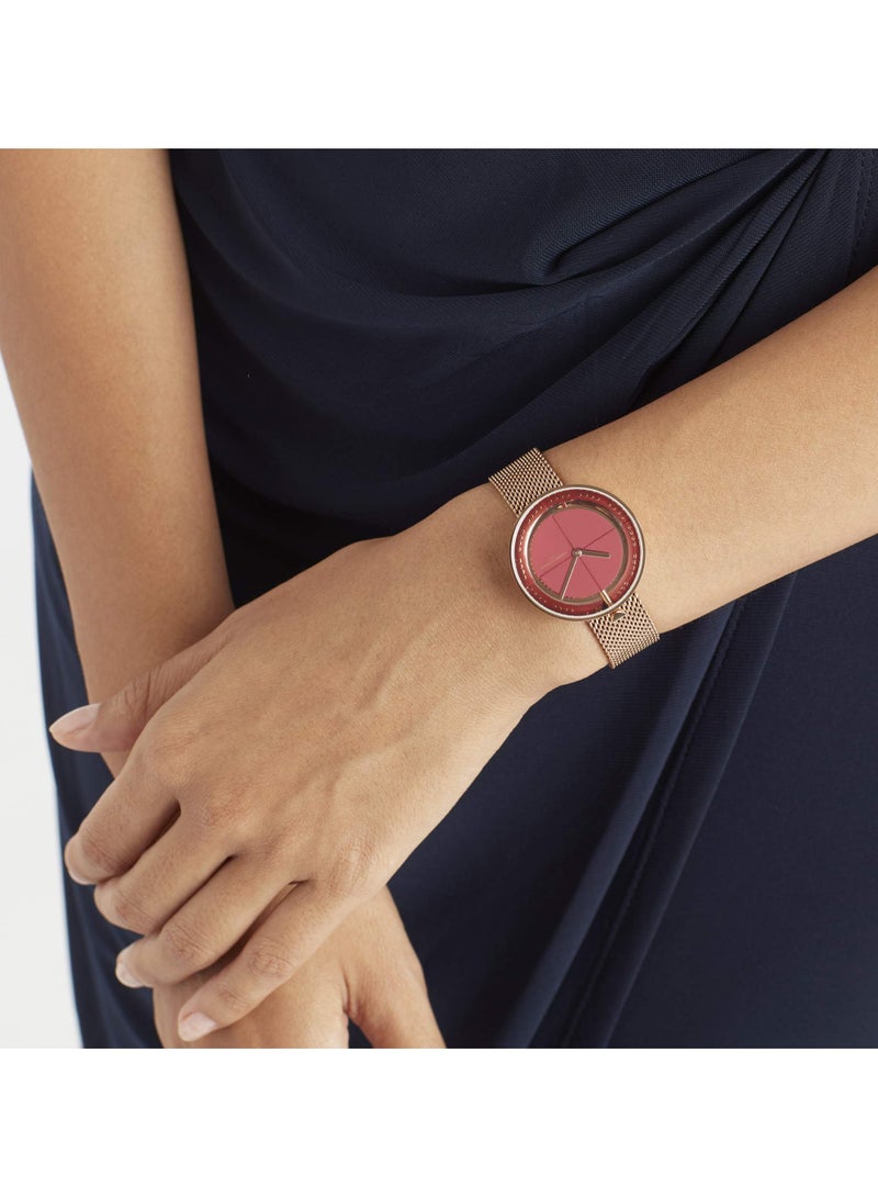 Rose Gold Women's Watch Set - Analog Quartz Leather Band with Love Knot Bracelet - Fashionable Casual Ladies Wrist Watches - Perfect Gift for Her - Trendy and Elegant Timepiece