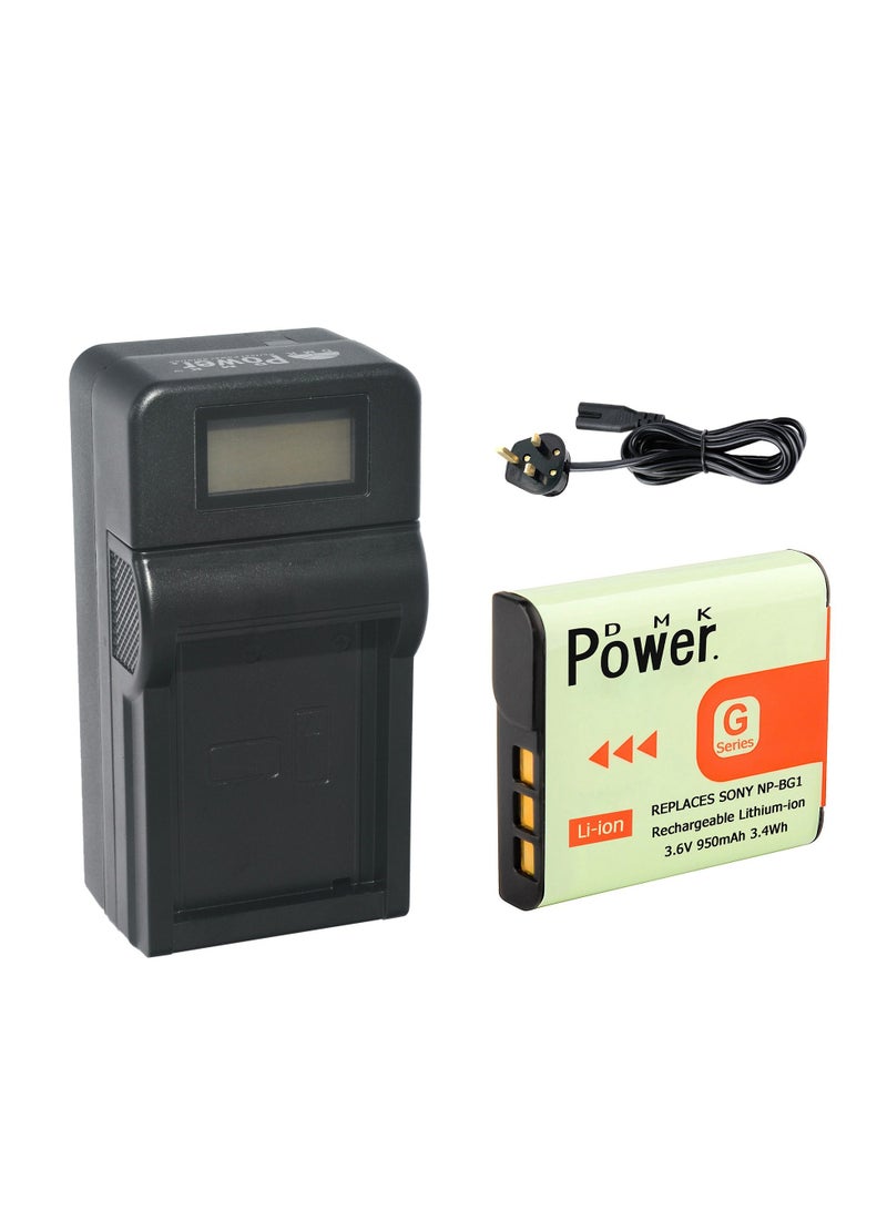 DMK Power NP-BG1 Battery 950mAh with TC1000 Battery Charger Compatible with Sony DSC-H3 DSC-H7 etc,
