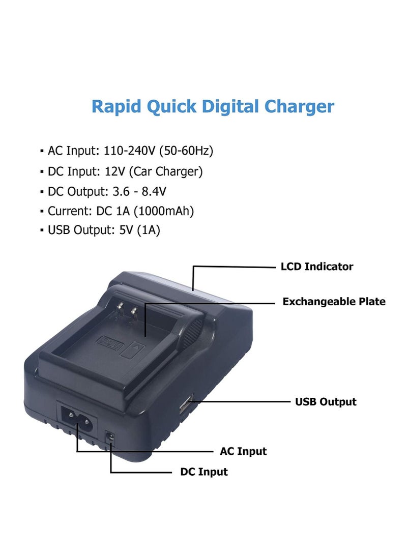 DMK Power NP-BG1 Quick Rapid LCD Charger Compatible with Sony DSC-H3 DSC-H7 etc,