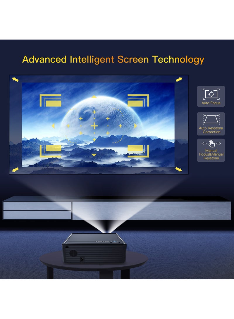 Projector New Generation Smart Projector X7 LAN Full HD 1080P Auto Focus Electric Focus 4-Point Keystone Correction Dolby Audio Dual Stereo Speaker