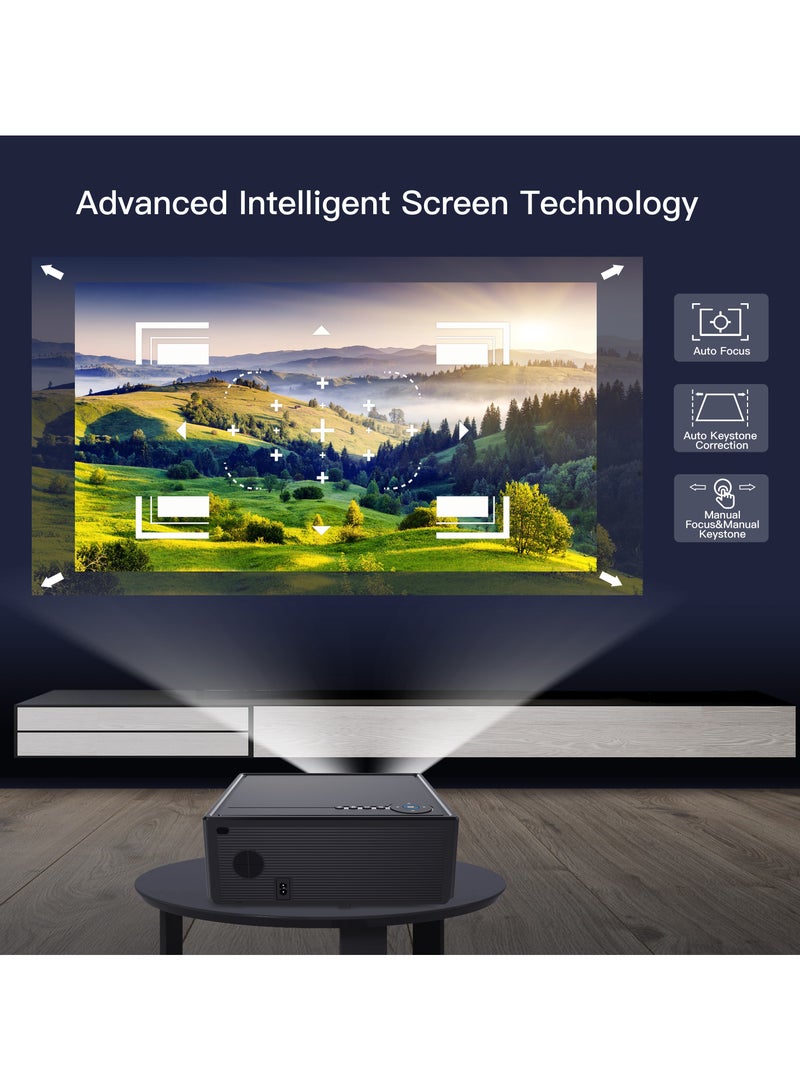 Projector New Generation Smart Projector X7 ATV Full HD 1080P Auto Focus Electric Focus 4-Point Keystone Correction Dolby Audio Dual Stereo Speaker