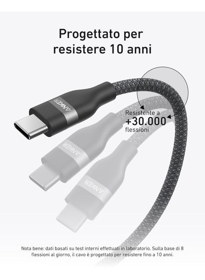 USB-C to USB-C Cable ( 3 ft, 240W, Upcycled-Braided ) PD FAST CHARGING Series 6 for iPhone 15/15 Pro/15 Plus/15 Pro Max, MacBook Pro, MacBook Air, iPad Pro, Lenovo, HP, and More Black