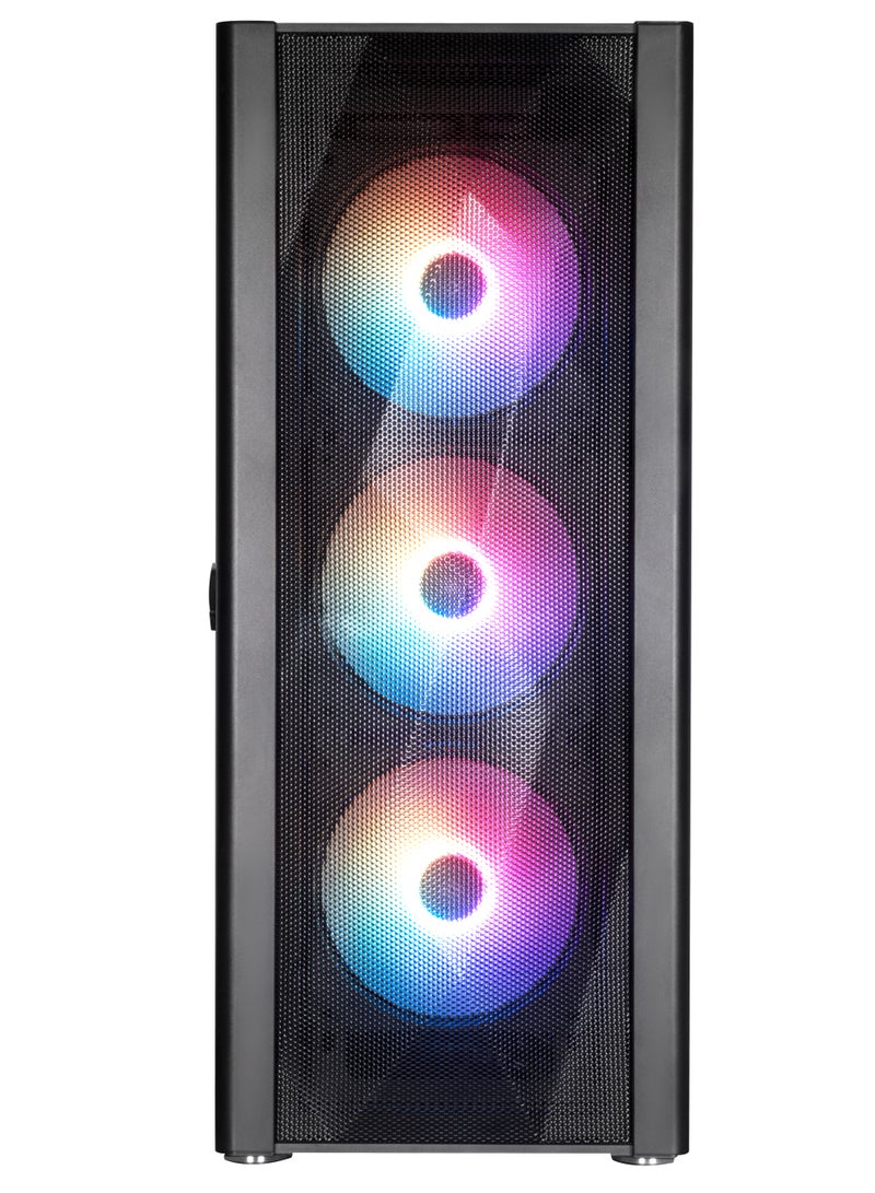 GALAX PC Case (REV-06) , 4 pre install aRGB colling fan, Minimalistic mash design,ATX, M-ATX, ITX, 4 ARGB Fans, ATX, M-ATX, ITX, Front Pane-ABS, Mesh cover, Top Panel-Metal cover, Left-Tempered Glass, Right-Metal cover, 3.5