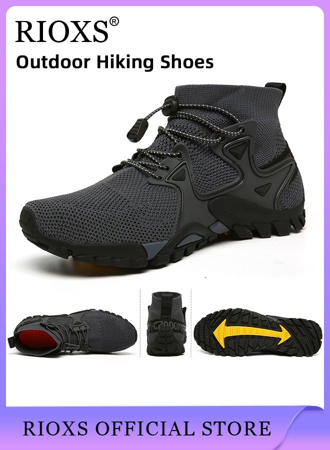 Men's Sports Shoes,Outdoor Non-Slip Trail Running Shoes,Breathable Athletic Sneakers,Trekking Shoes,Hiking Trainers For Men,Lightweight Trail Running Shoes,Climbing Walking Fitness Jogging Sock Sneakers
