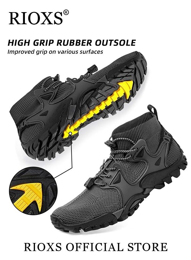 Men's Sports Shoes,Outdoor Non-Slip Trail Running Shoes,Breathable Athletic Sneakers,Trekking Shoes,Hiking Trainers For Men,Lightweight Trail Running Shoes,Climbing Walking Fitness Jogging Sock Sneakers