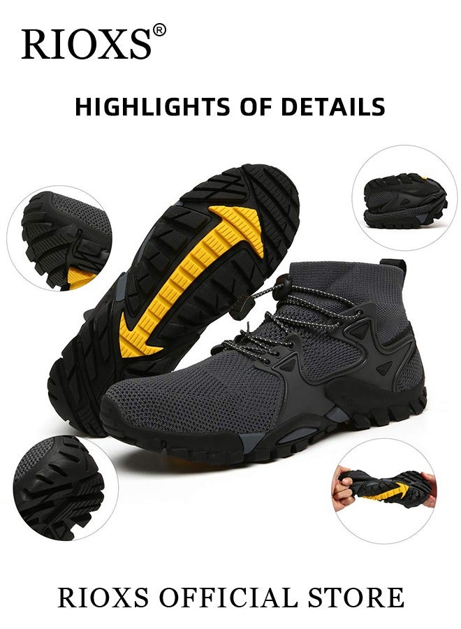 Men's Sports Shoes,Outdoor Non-Slip Trail Running Shoes,Breathable Athletic Sneakers,Trekking Shoes,Hiking Trainers For Men,Lightweight Trail Running Shoes,Climbing Walking Fitness Jogging Sock Sneakers