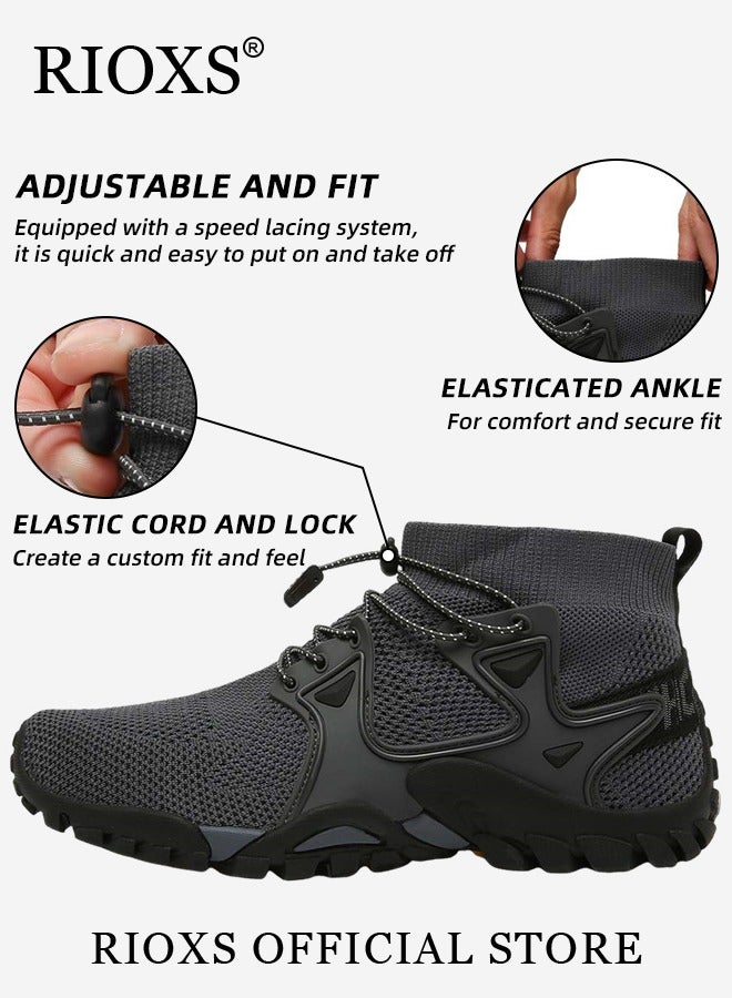 Men's Sports Shoes,Outdoor Non-Slip Trail Running Shoes,Breathable Athletic Sneakers,Trekking Shoes,Hiking Trainers For Men,Lightweight Trail Running Shoes,Climbing Walking Fitness Jogging Sock Sneakers