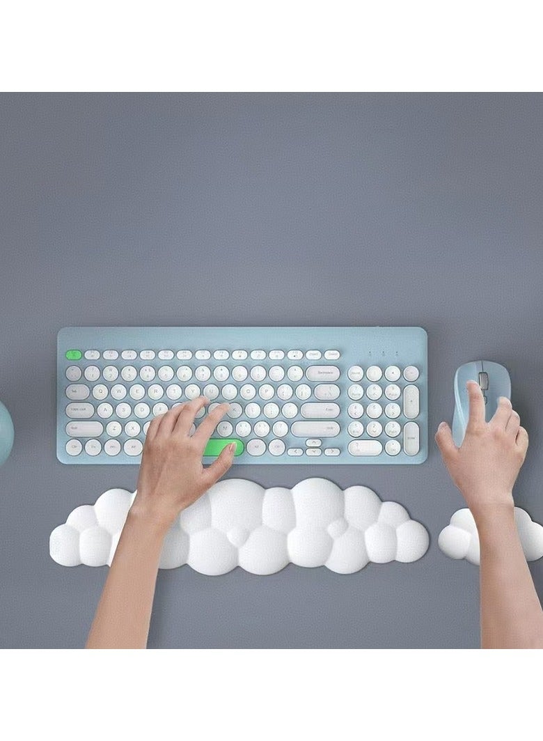 New keyboard wrist guard set cute cloud shaped wrist guard supports mouse, keyboard, computer elbow guard, armrest, mouse wrist pad, ergonomic design, comfortable typing (keyboard not included)