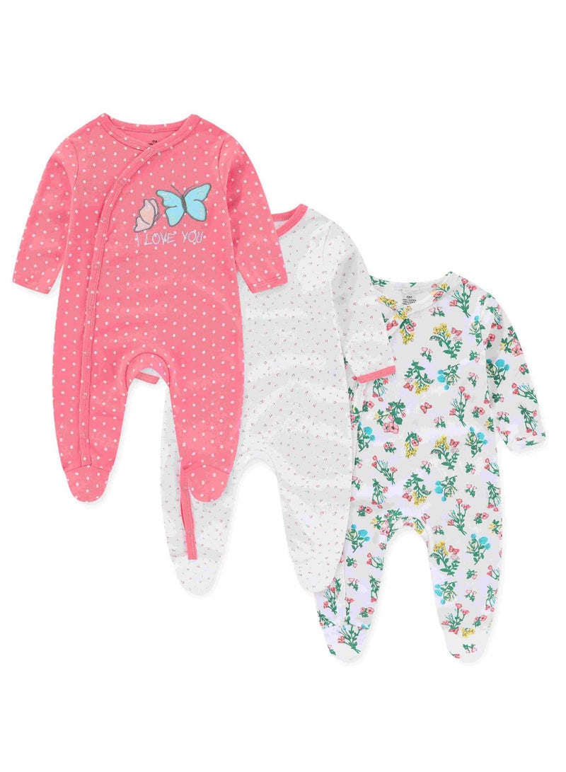 Infant And Toddler Pure Cotton One-Piece Long-Sleeved Crawling Suit 3-Piece Set