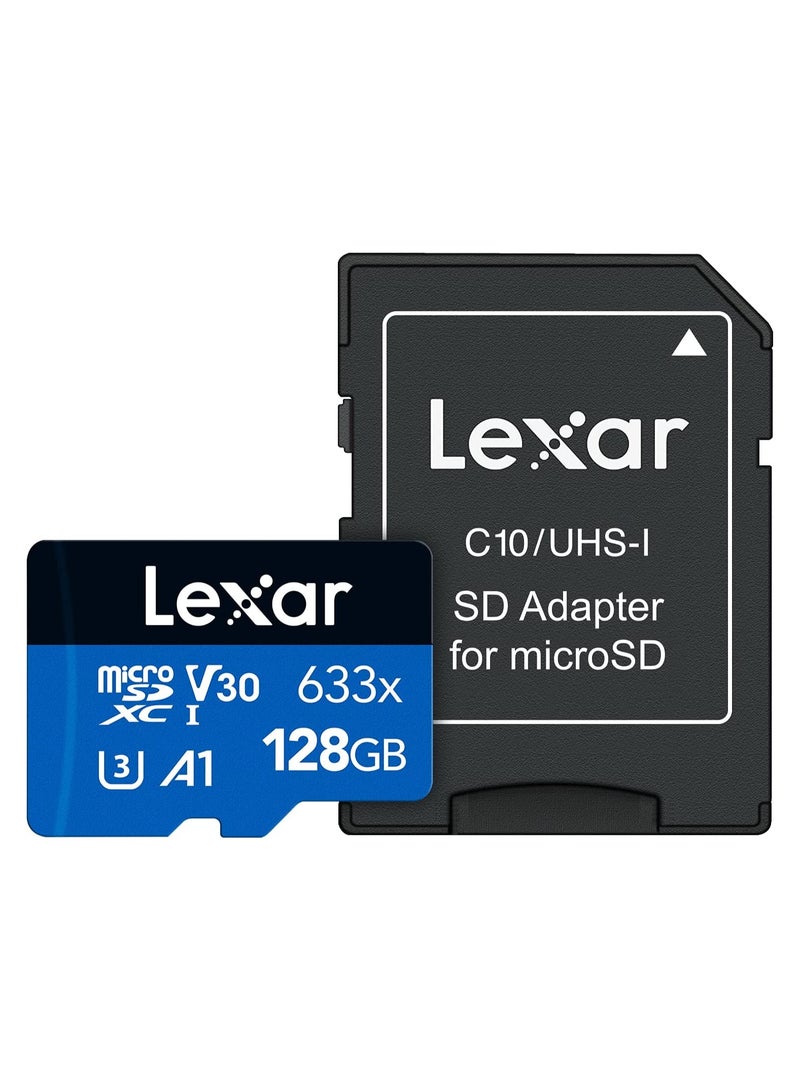 High-Performance 633x 128GB MicroSDXC UHS-I Card With SD Adapter, Up To 100MB/s Read, For Smartphones, Tablets, And Action Cameras 128 GB