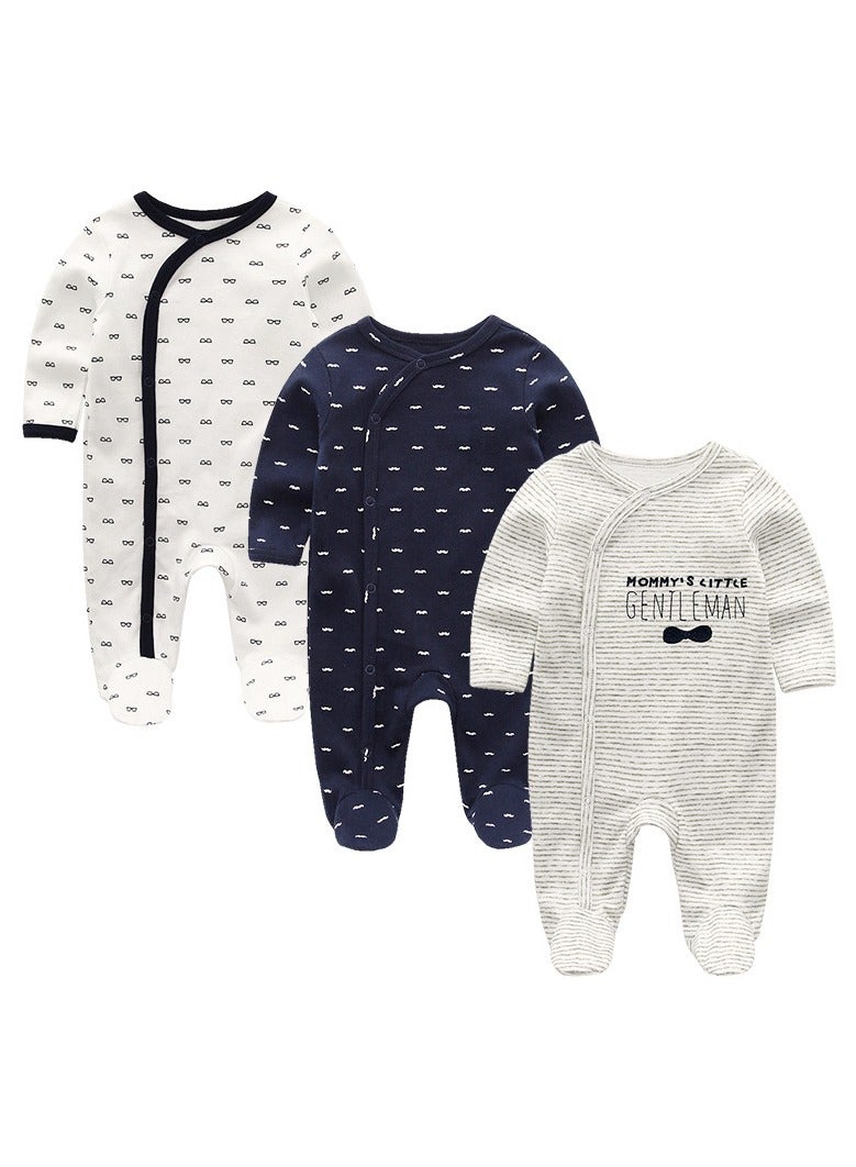 Infant And Toddler One-Piece Long-Sleeved Crawling Suit 3-Piece Set