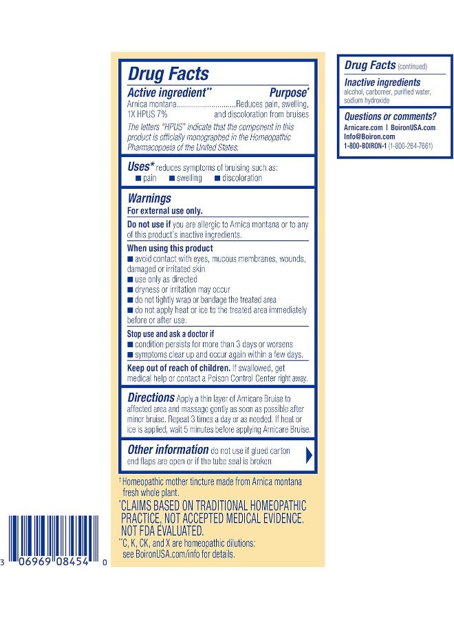 Arnicare Bruise Gel For Pain Relief From Bruising And Swelling Or Discoloration From Injury 1.5 Oz