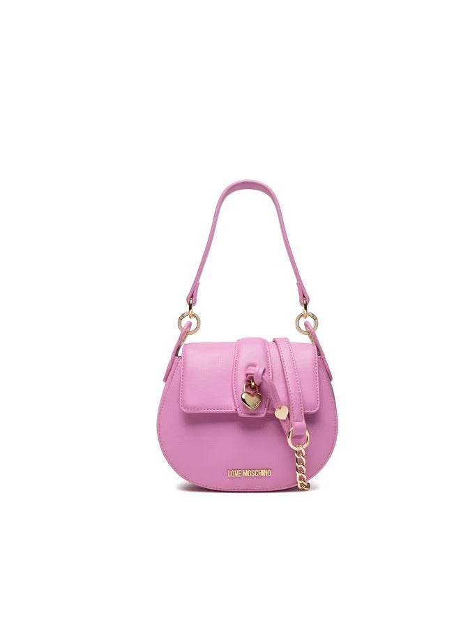 Heart Emblem Leather Shoulder Bag in Lilac for Women - Feminine & Trendy