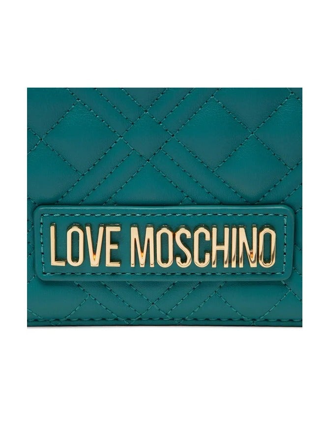 Luxurious Green Leather Crossbody Bag – LOVE MOSCHINO Smart Daily with Gold Accents for Women