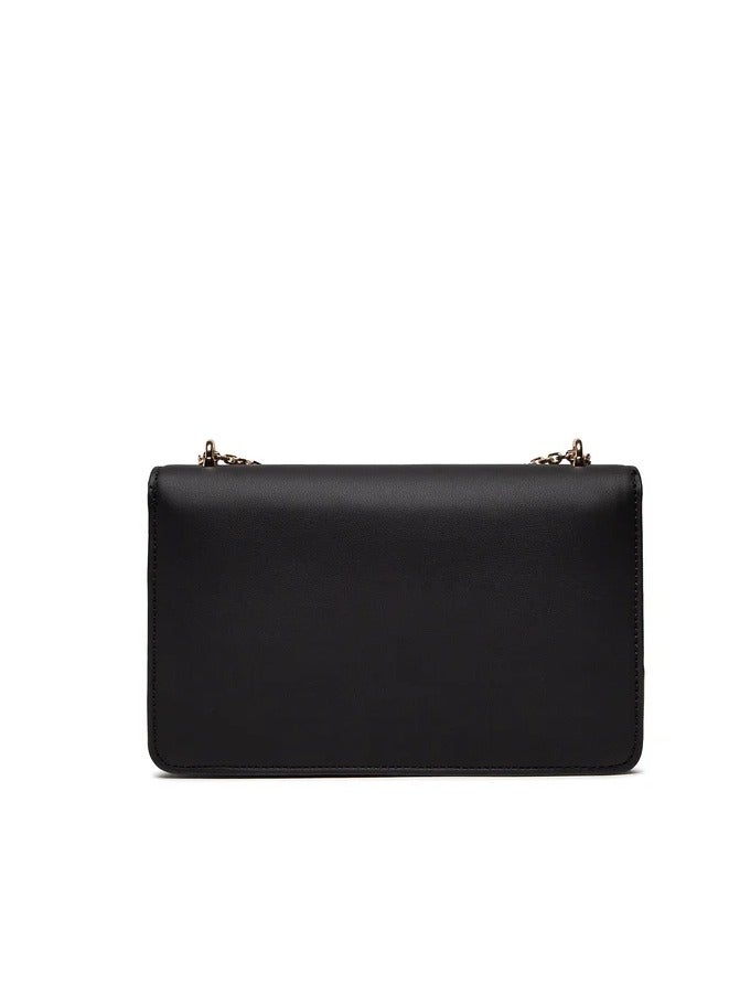 Classic Black  Handbag with Elegant Gold Details for Women