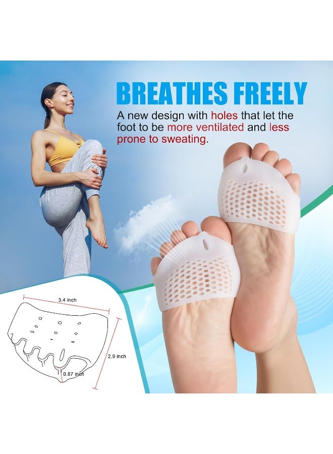 Ball Of Foot Cushions(4Pcs) Metatarsal PadsToe SeparatorToe SpacersBreathable & Soft Gel Foot PadsForefoot Pads For Mortons Neuroma CallusDiabetic FeetBlisters