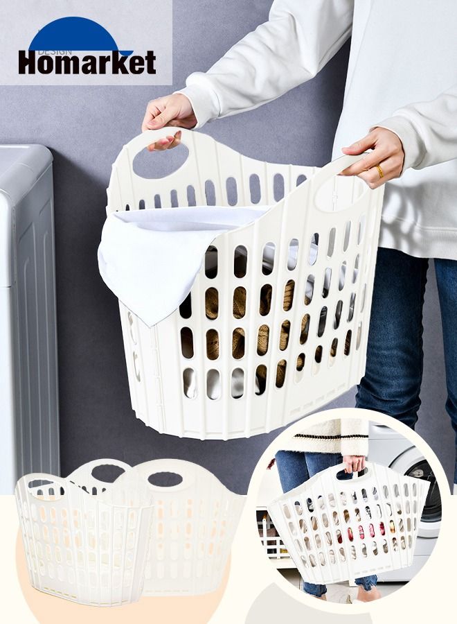 Large Collapsible Clothes Hamper Foldable Laundry Basket Hamper High Capacity Durable Plastic Storage Laundry Box with Dual Handles Lightweight Toys Organizer Storage Bin