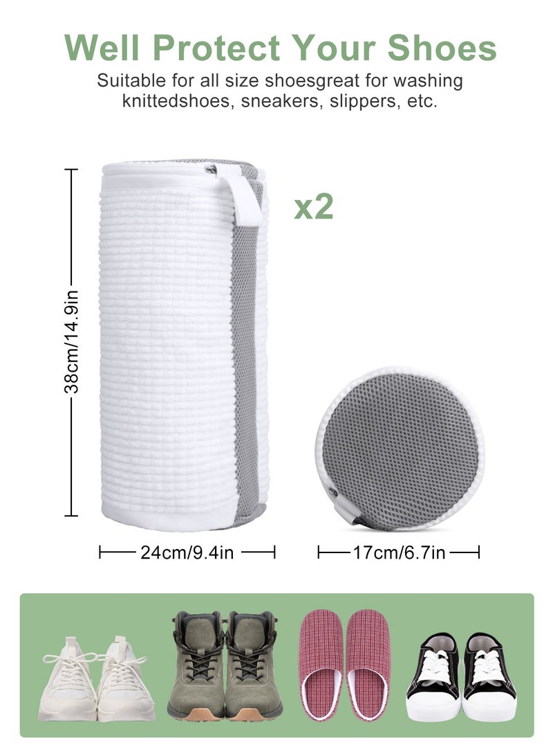 2PCS Shoe Washing Bag for Washing Machine, Laundry Shoe Bag for Washer and Dryer, Reusable Shoe Washing Bag for All Shoe Types and Sizes