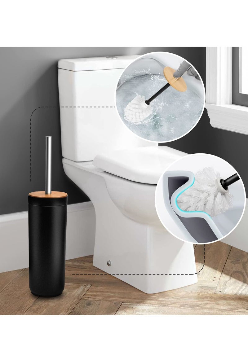 Black Bathroom Accessory Set 8 Piece Set, Includes Wastebasket, Soap Dispenser & Toothbrush Holder Set, Soap Dish, Cotton Ball & Cotton Swab Holder, Toilet Brush & Brush Holder