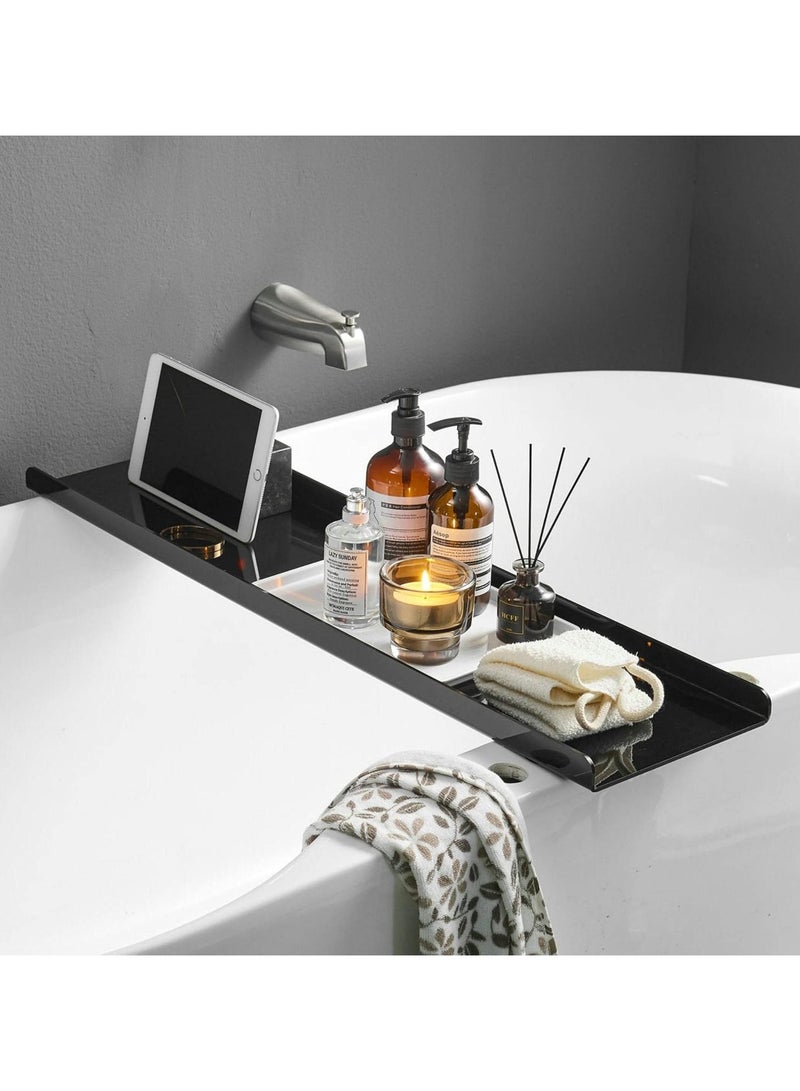 Bathtub Tray Caddy, Bath Tub Rack Shelf, Luxury Bathroom Organizer Tablet Holder, Acrylic (Black) - Product Dimensions 20.32 x 78.74 x 3.05 cm