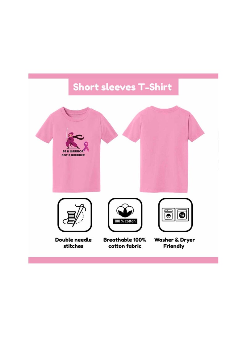 PinkCancer Awareness Kids T-Shirts for Girls – Support and Inspire with Pink Ribbon Design – Round Neck Short Sleeve Soft Cotton T-Shirt