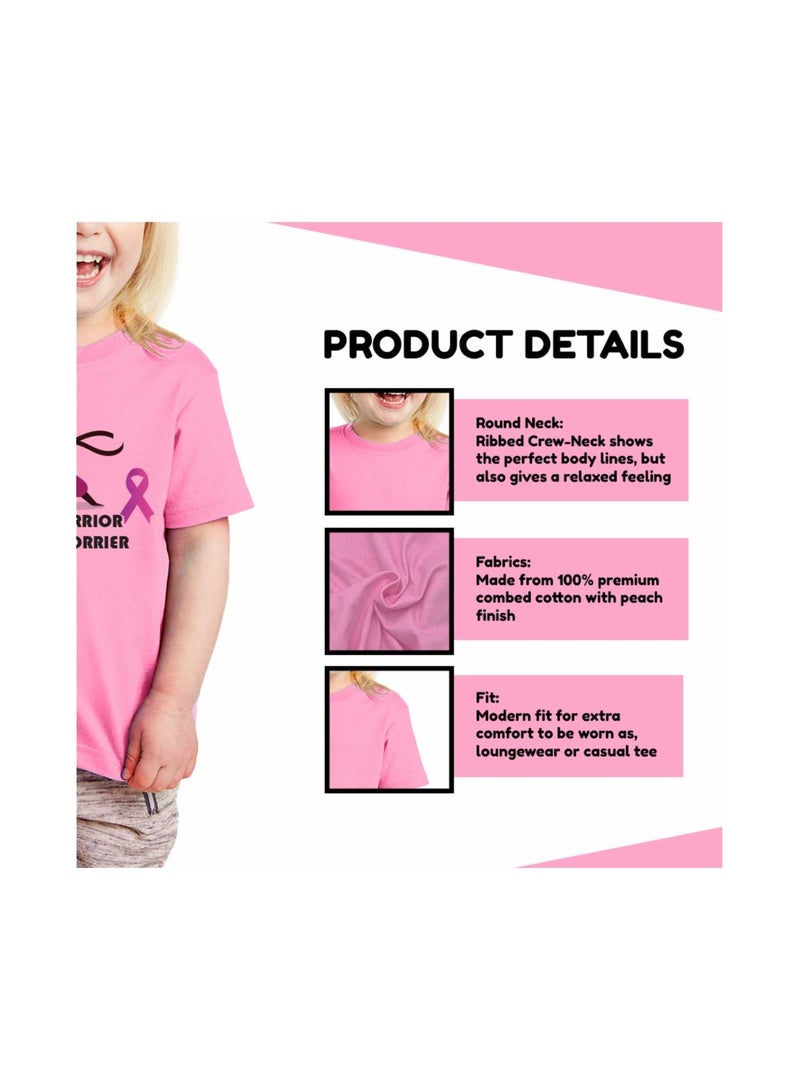 PinkCancer Awareness Kids T-Shirts for Girls – Support and Inspire with Pink Ribbon Design – Round Neck Short Sleeve Soft Cotton T-Shirt