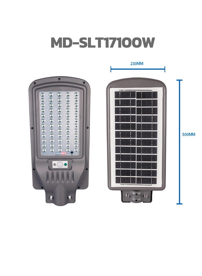 100W Solar Street Lights Outdoor - Remote Control - Wide Angle Motion Sensor - 10000MAh Battery - Dusk to Dawn Illumination - 6500K LED Waterproof Street Lamp for Commercial, Yard, Parking Lot