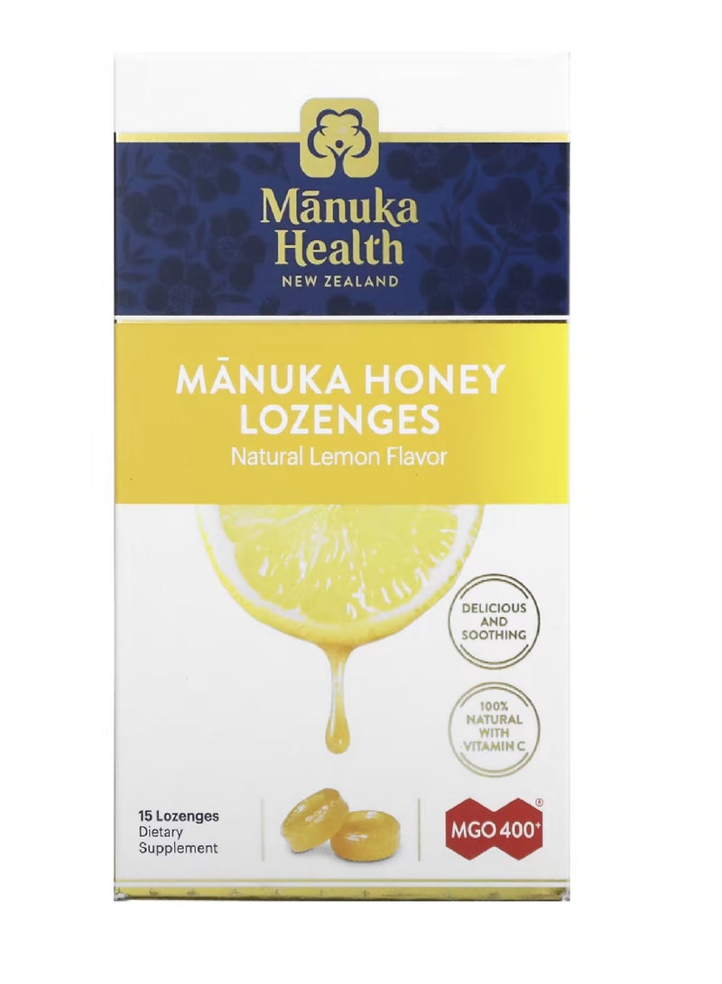 Manuka Honey Lozenges, Natural Lemon, Mgo 400+, 15 Lozenges