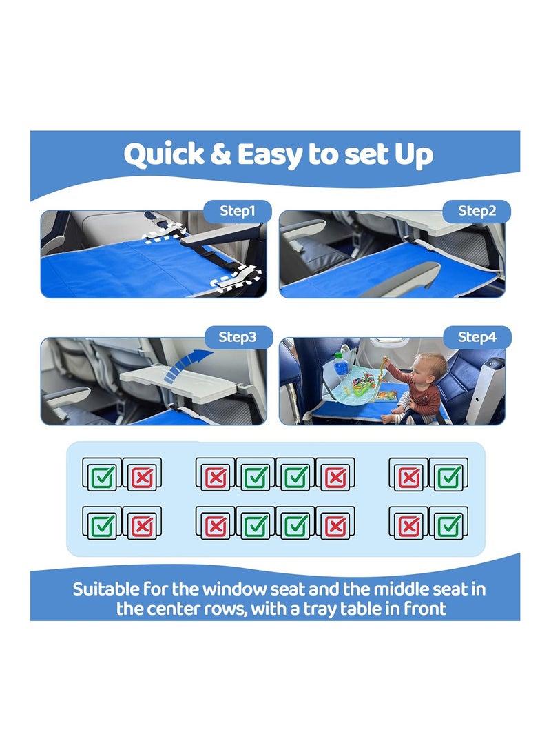 Baby Airplane Travel Footrest Bed Toddler Airplane Seat Portable Toddler Travel Foot Hammock Airplane Seat Extender Leg Rest for Children Travel Essentials for Children to Lie Down on Plane in Blue