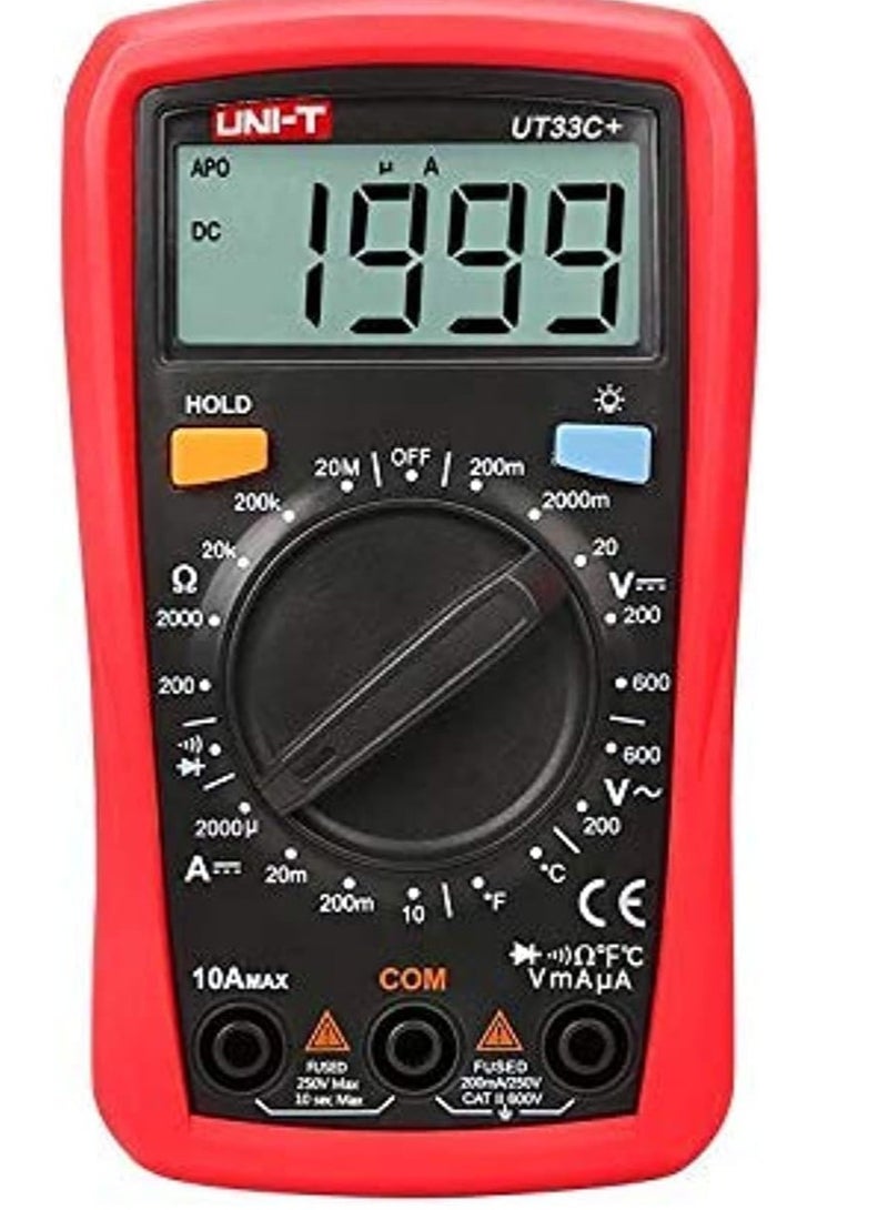 UNI-T Ut33C Plus Digital Palm Size Multi Meter Voltmeter Ammeter Resistance Lcr And Temperature With Backlight