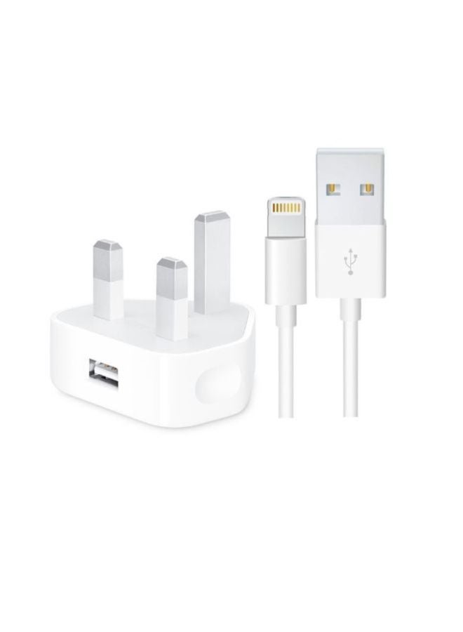 Wall Charger 5W USB Power Adapter with Lightning Cable for iphone 6 Plus/6S Plus White/Silver