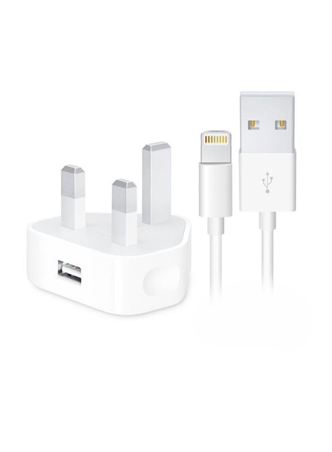 Wall Charger 5W USB Power Adapter with Lightning Cable for iphone 13 White