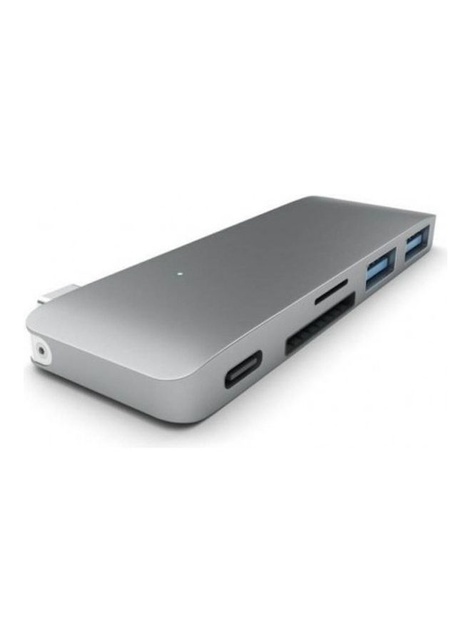 USB-C Multiport Extension Hub Adapter And Card Reader Grey