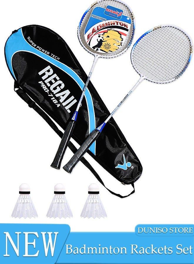 Badminton Rackets Set 2 Player Badminton Rackets Lightweight Badminton Racquet with 3 Shuttlecocks and 1 Carrying Bag,Badminton Backyard Games for Outdoor,Garden,Beach,Family Fun Game