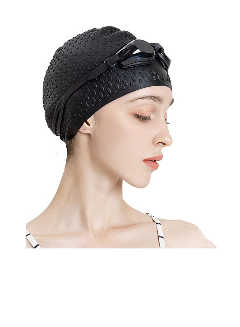 Swimming Cap for Women and Men, Ergonomic Design Durable, Silicone Swim Cap, Comfortable Bathing Cap Ideal for Curly Short Medium Long Hair, Shower Caps Keep Hairstyle Unchanged