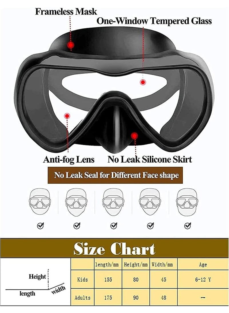 Diving Mask Snorkeling Mask with Latest Dry Top Breathing System,Fold 180°Panoramic Diving Snorkeling Goggles Tempered Glass Anti-Fog Anti-Leak Snorkeling Gear for Adults and Youth.