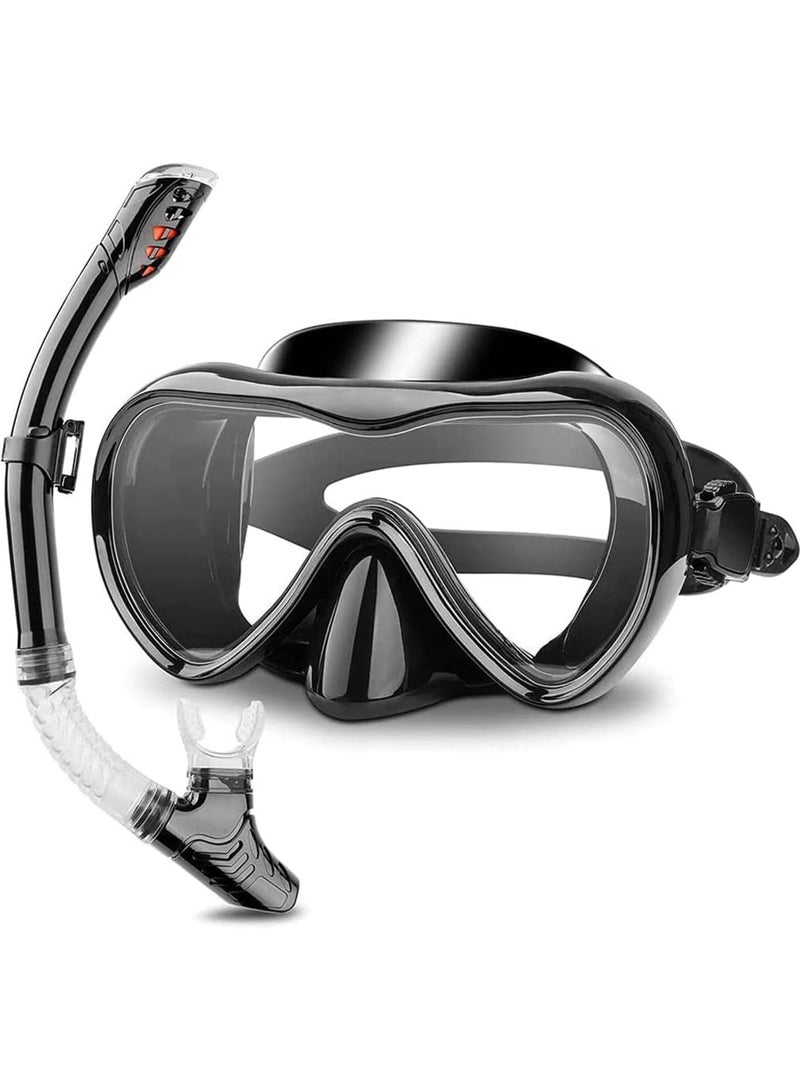 Diving Mask Snorkeling Mask with Latest Dry Top Breathing System,Fold 180°Panoramic Diving Snorkeling Goggles Tempered Glass Anti-Fog Anti-Leak Snorkeling Gear for Adults and Youth.