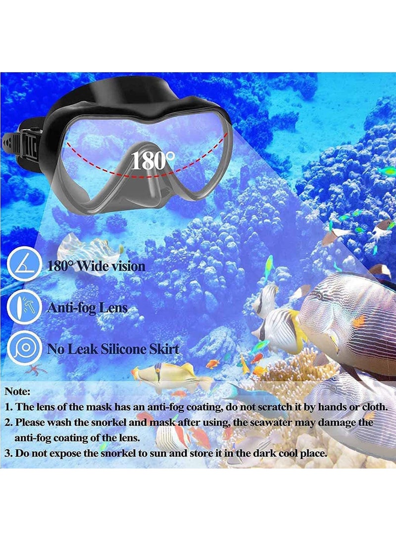 Diving Mask Snorkeling Mask with Latest Dry Top Breathing System,Fold 180°Panoramic Diving Snorkeling Goggles Tempered Glass Anti-Fog Anti-Leak Snorkeling Gear for Adults and Youth.